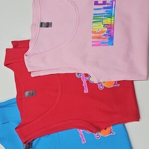 District Lot Of 3 Ribbed Nashville Tanks, Pink Red Blue, Size XL, SLIM FIT